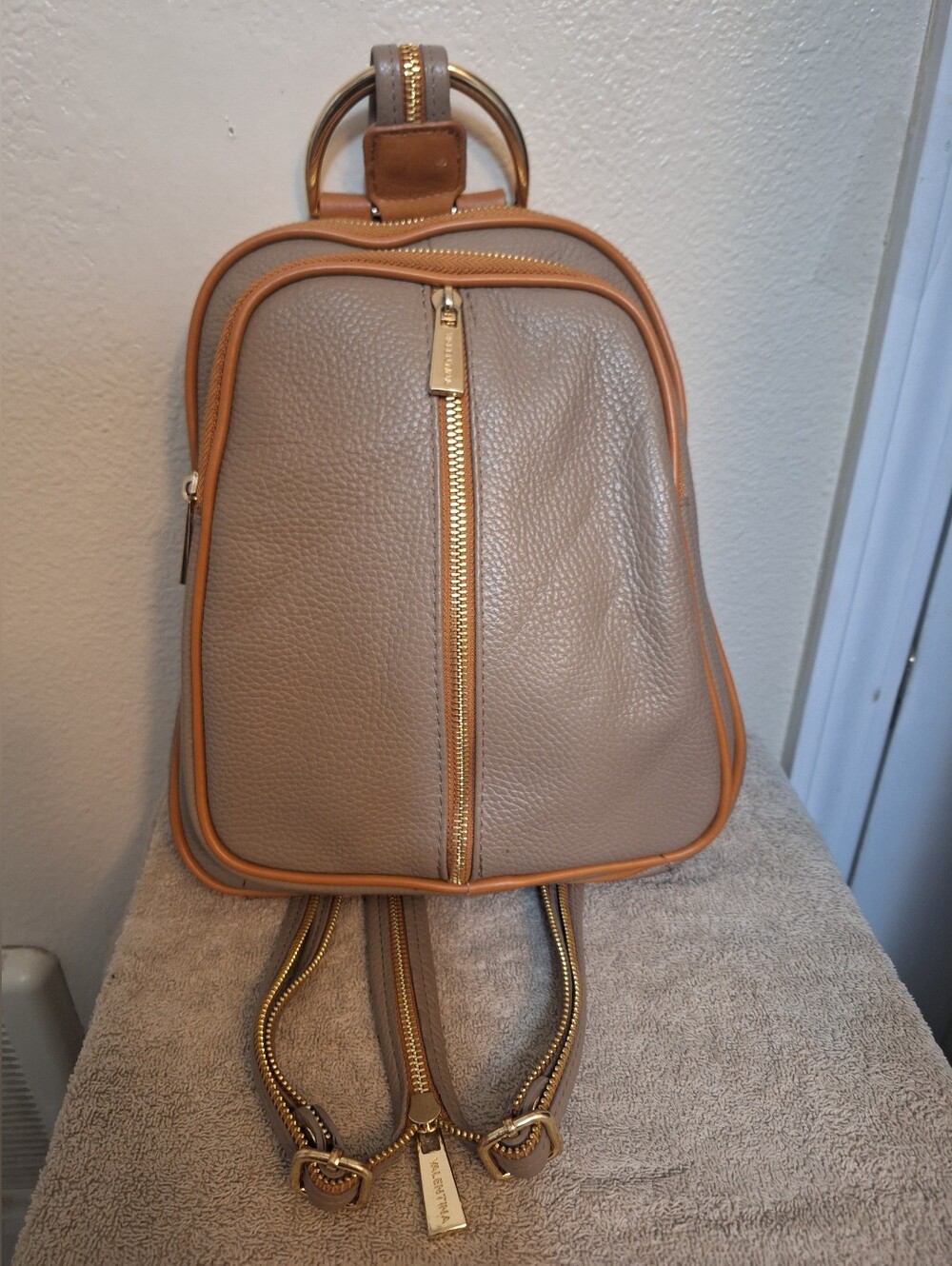 Valentina Italian Pebbled Leather Convertible Backpack Bag